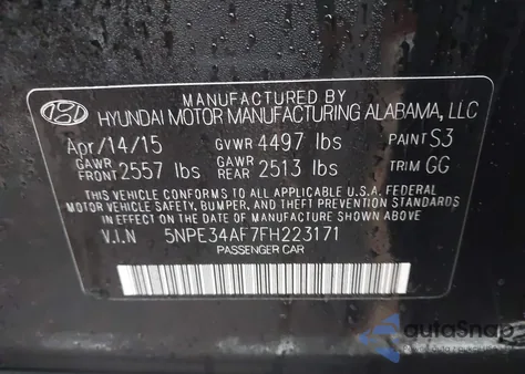 2015 Hyundai Sonata Limited z USA, uszkodzony, nr VIN 5NPE34AF7FH223171